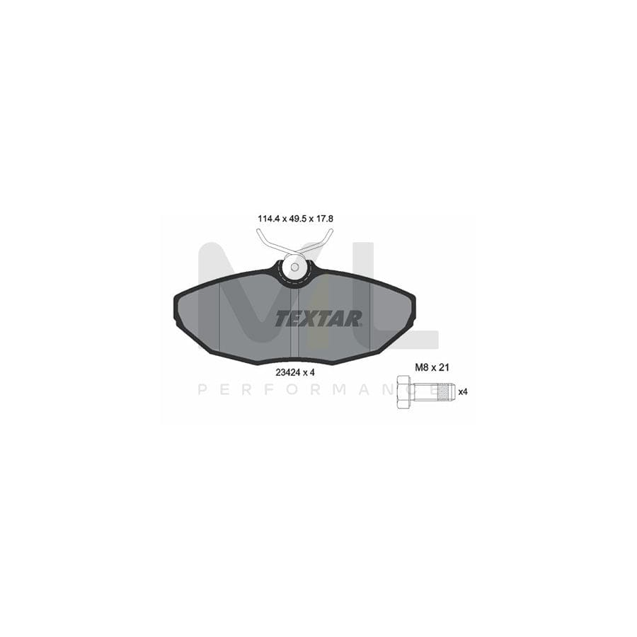 TEXTAR 2342401 Brake pad set not prepared for wear indicator, with brake caliper screws, with accessories | ML Performance Car Parts