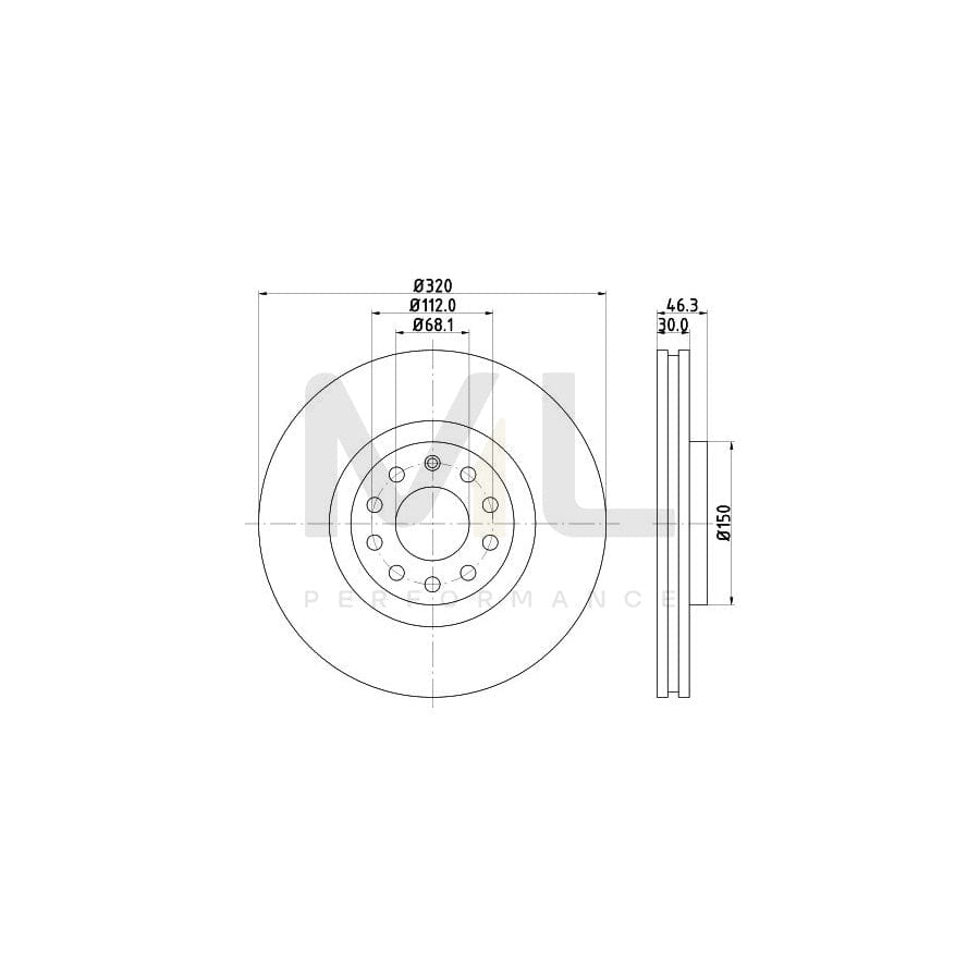 HELLA PRO 8DD 355 107-631 Brake Disc Externally Vented, Coated, without wheel hub, without wheel studs