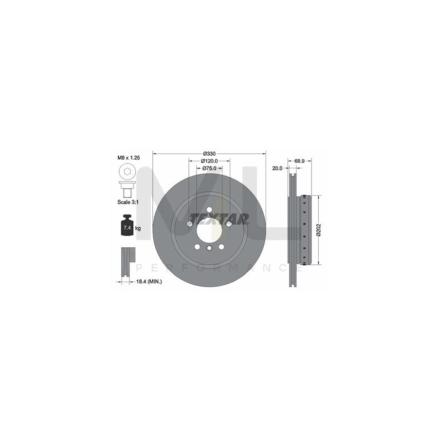TEXTAR PRO+ 92265925 Brake Disc for BMW 5 Series Internally Vented, Two-piece brake disc, Coated, High-carbon, with bolts/screws, without wheel hub, without wheel studs | ML Performance Car Parts