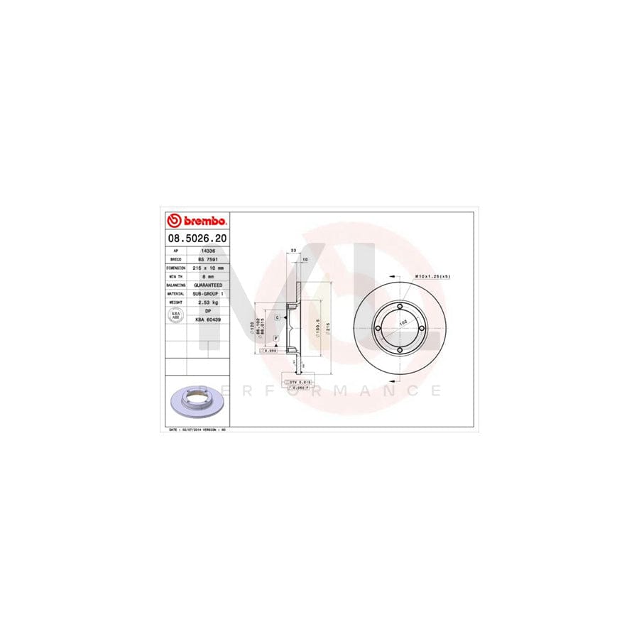BREMBO 08.5026.20 Brake Disc for DAEWOO Tico Solid | ML Performance Car Parts