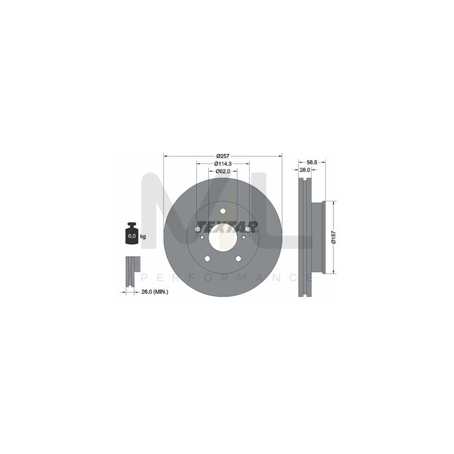 TEXTAR PRO 92236003 Brake Disc Internally Vented, Coated, without wheel hub, without wheel studs | ML Performance Car Parts