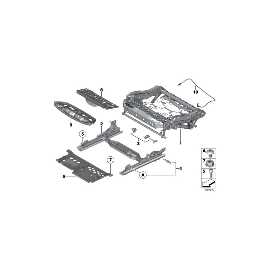 Genuine BMW 52107266341 F03 F01 F11 Seat Frame, Comfort Seat, Left (Inc. 550iX 4.4, 530d 155kW & 740Li) | ML Performance US