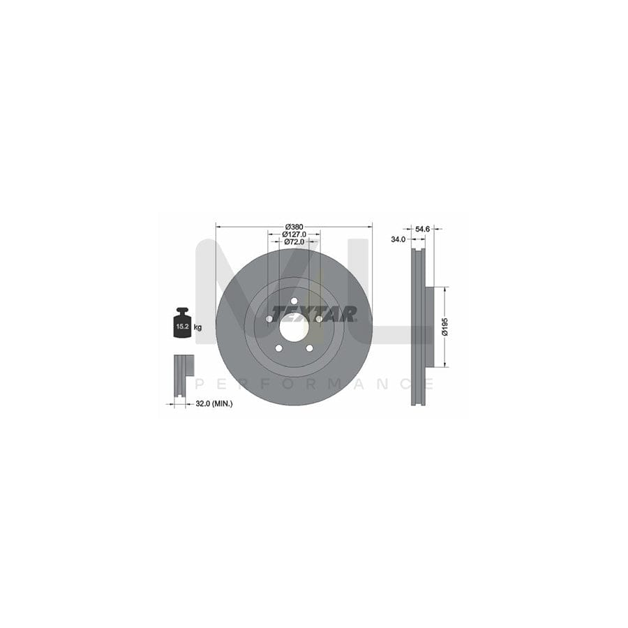 TEXTAR PRO+ 92281905 Brake Disc for JEEP Grand Cherokee IV (WK, WK2) Internally Vented, Coated, High-carbon, without wheel hub, without wheel studs | ML Performance Car Parts