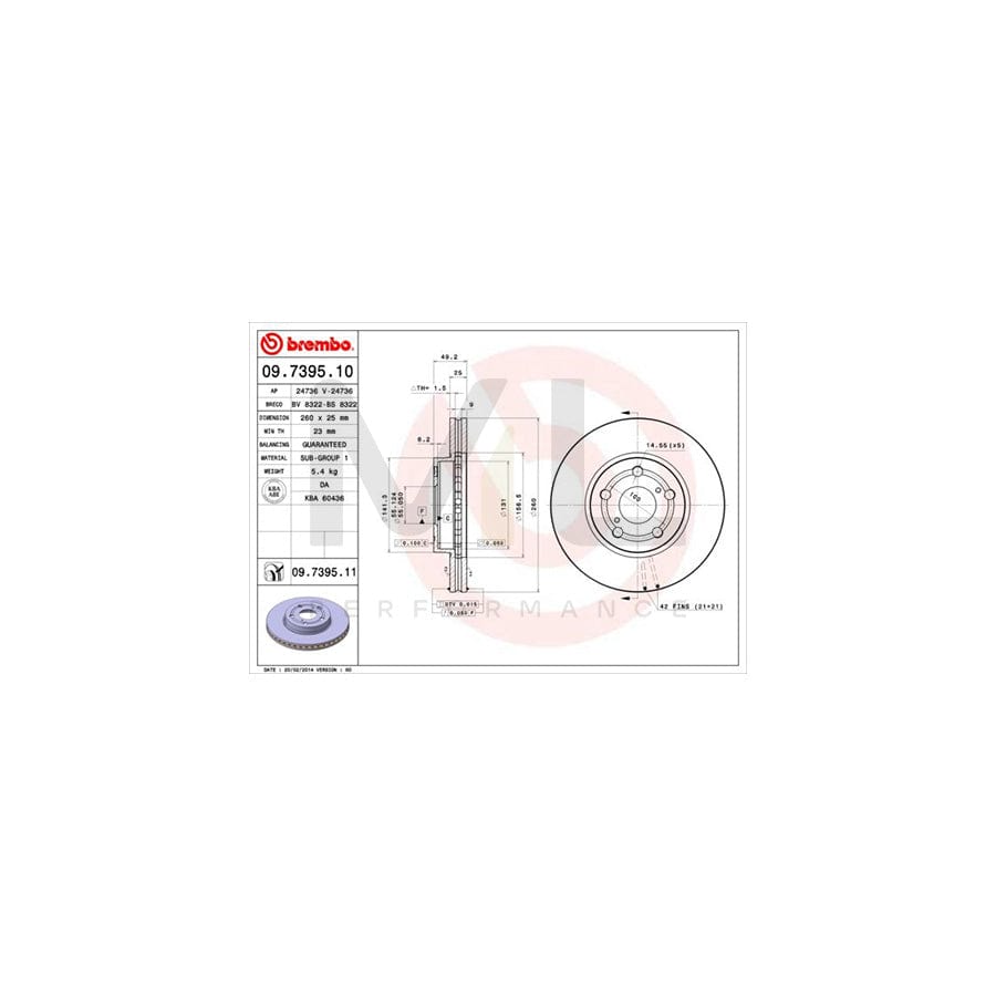 BREMBO COATED DISC LINE 09.7395.11 Brake Disc for TOYOTA AVENSIS Internally Vented, Coated | ML Performance Car Parts