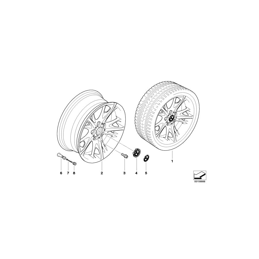 Genuine BMW 36116777773 E85 E86 Light Alloy Rim 8JX18 ET:47 (Inc. Z4 2.2i, Z4 3.0i & Z4 3.0si) | ML Performance US