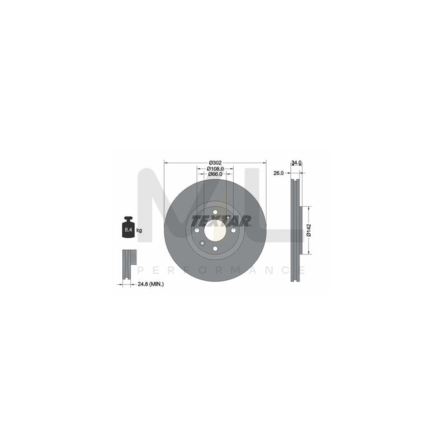 TEXTAR 92133200 Brake Disc Externally Vented, without wheel hub, without wheel studs | ML Performance Car Parts