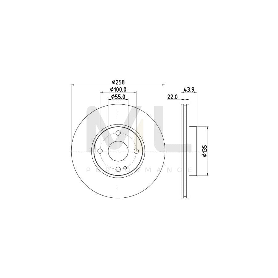 HELLA 8DD 355 131-821 Brake Disc Internally Vented, Coated, without wheel hub, without wheel studs