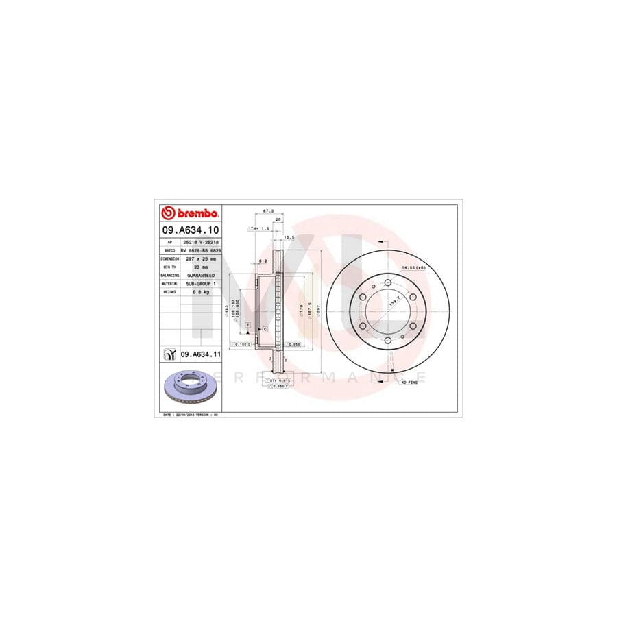 BREMBO 09.A634.10 Brake Disc Internally Vented | ML Performance Car Parts