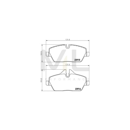 Hella 8DB 355 011-261 Brake Pad Set Prepared For Wear Indicator, With Brake Caliper Screws, With Accessories