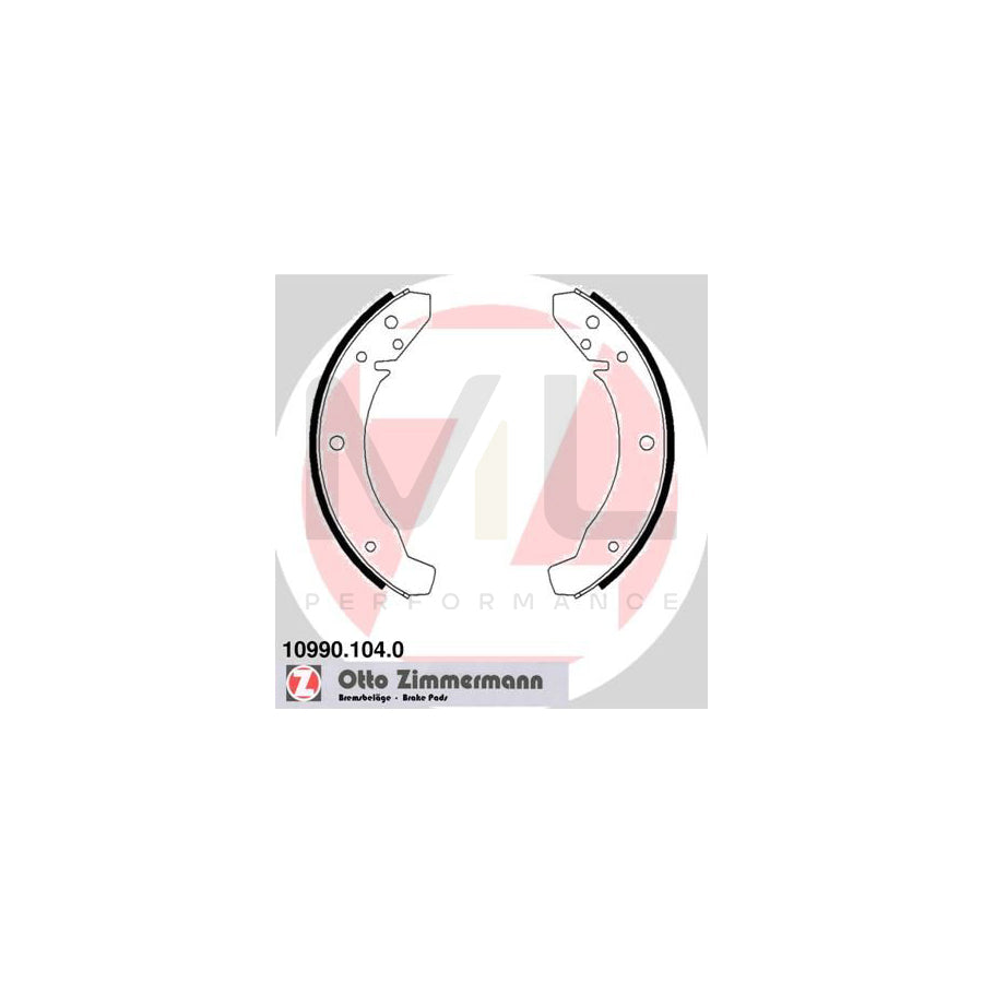 ZIMMERMANN 10990.104.0 Brake Shoe Set Photo corresponds to scope of supply, without accessories