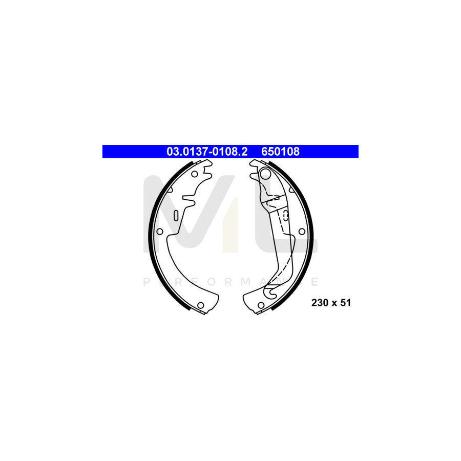 ATE 03.0137-0108.2 Brake Shoe Set with lever