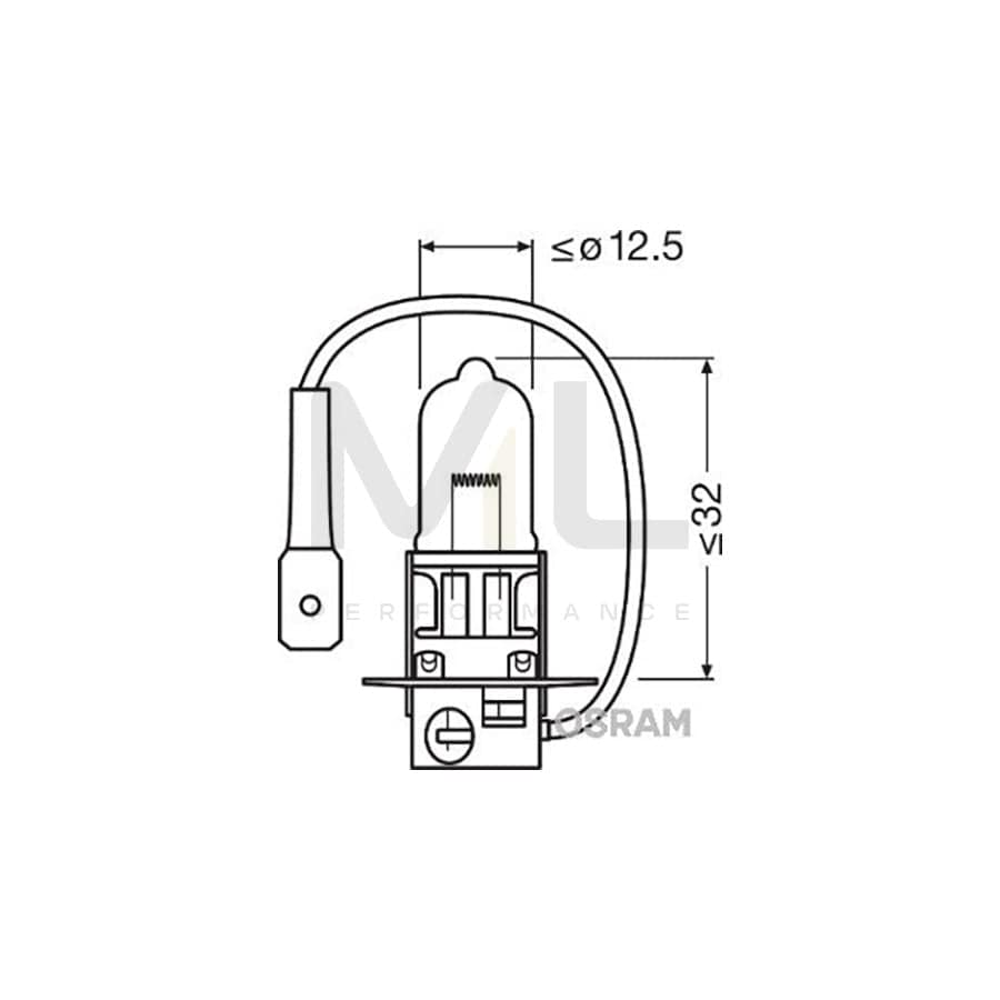 OSRAM ORIGINAL 64156-01B Bulb, spotlight H3 24V 70W PK22s 3200K Halogen