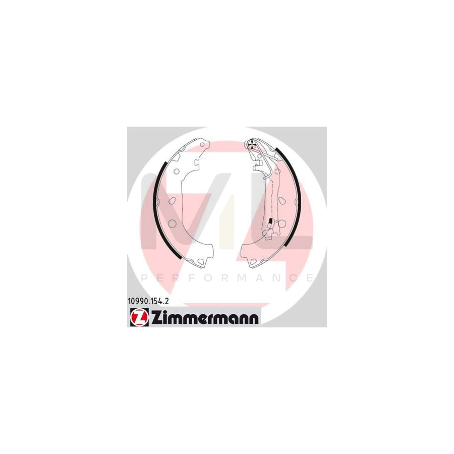 ZIMMERMANN 10990.154.2 Brake Shoe Set Photo corresponds to scope of supply, with lever