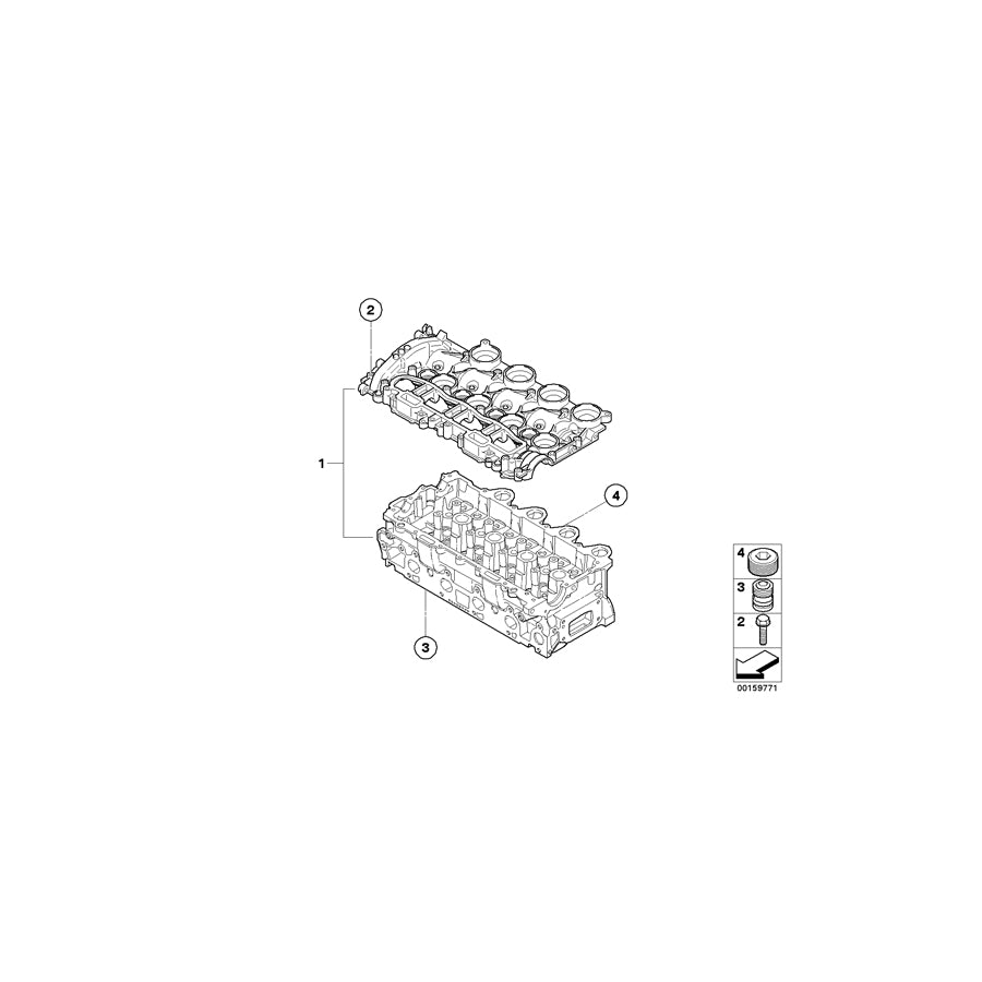 Genuine BMW 11127805926 R56 Cylinder Head With Valves (Inc. One D & Cooper D) | ML Performance US Car Parts