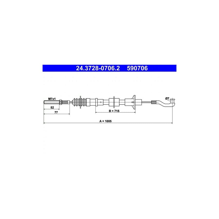 ATE 24.3728-0706.2 Clutch Cable