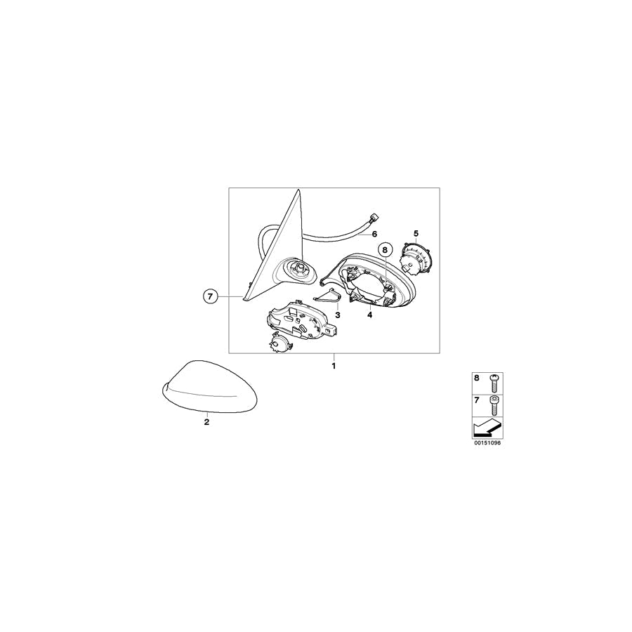 Genuine BMW 51167176168 E92 E93 Heated Outside Mirror, Right (Inc. 330xd, 325xi & 335i) | ML Performance US Car Parts