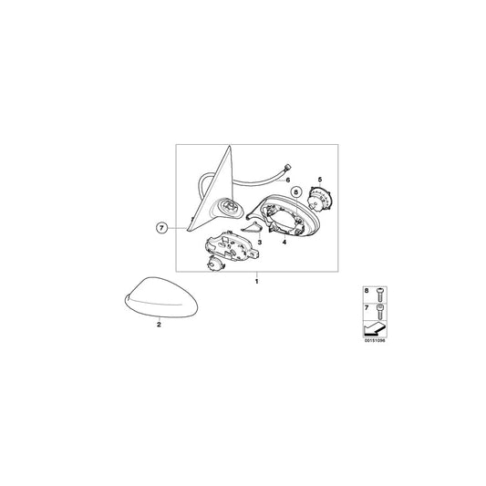Genuine BMW 51167176168 E92 E93 Heated Outside Mirror, Right (Inc. 330xd, 325xi & 335i) | ML Performance US Car Parts