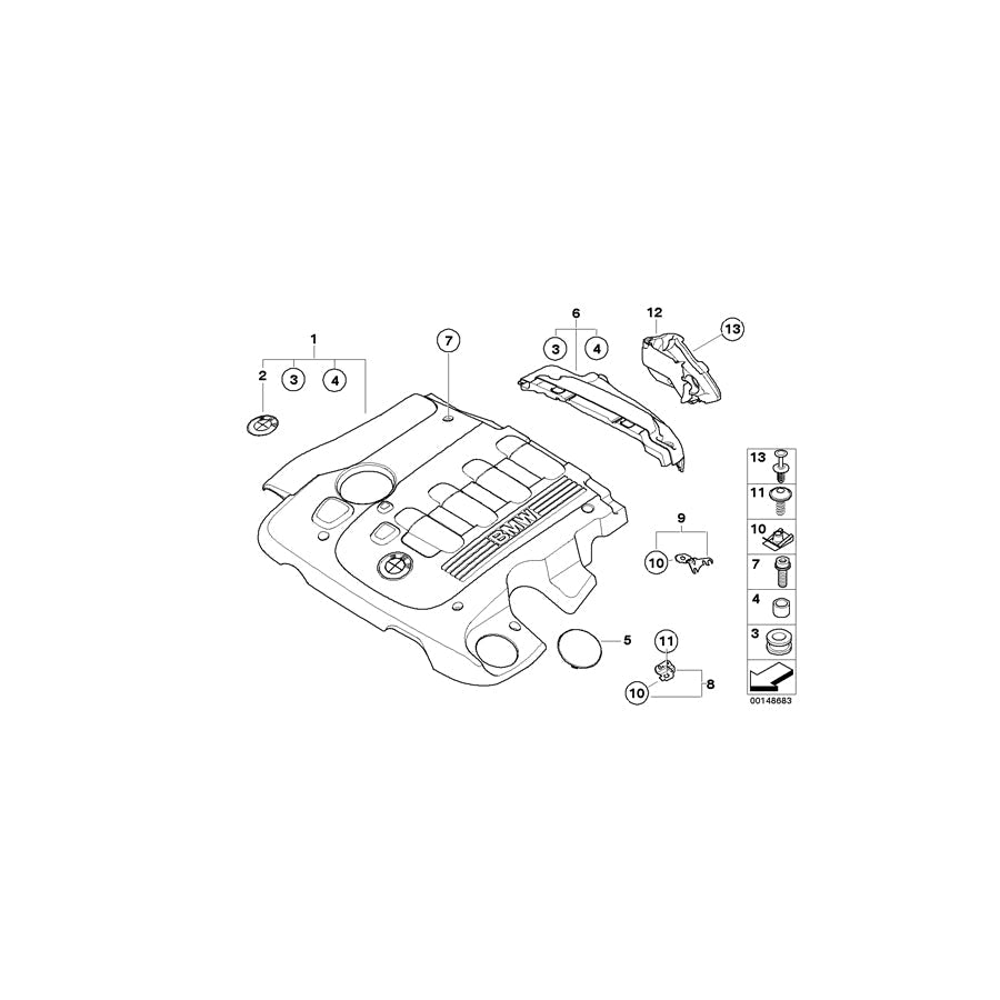 Genuine BMW 11147807240 E60 E61 E83 Cover, Acoustic (Inc. 530d, X5 3.0d & 530xd) | ML Performance US Car Parts
