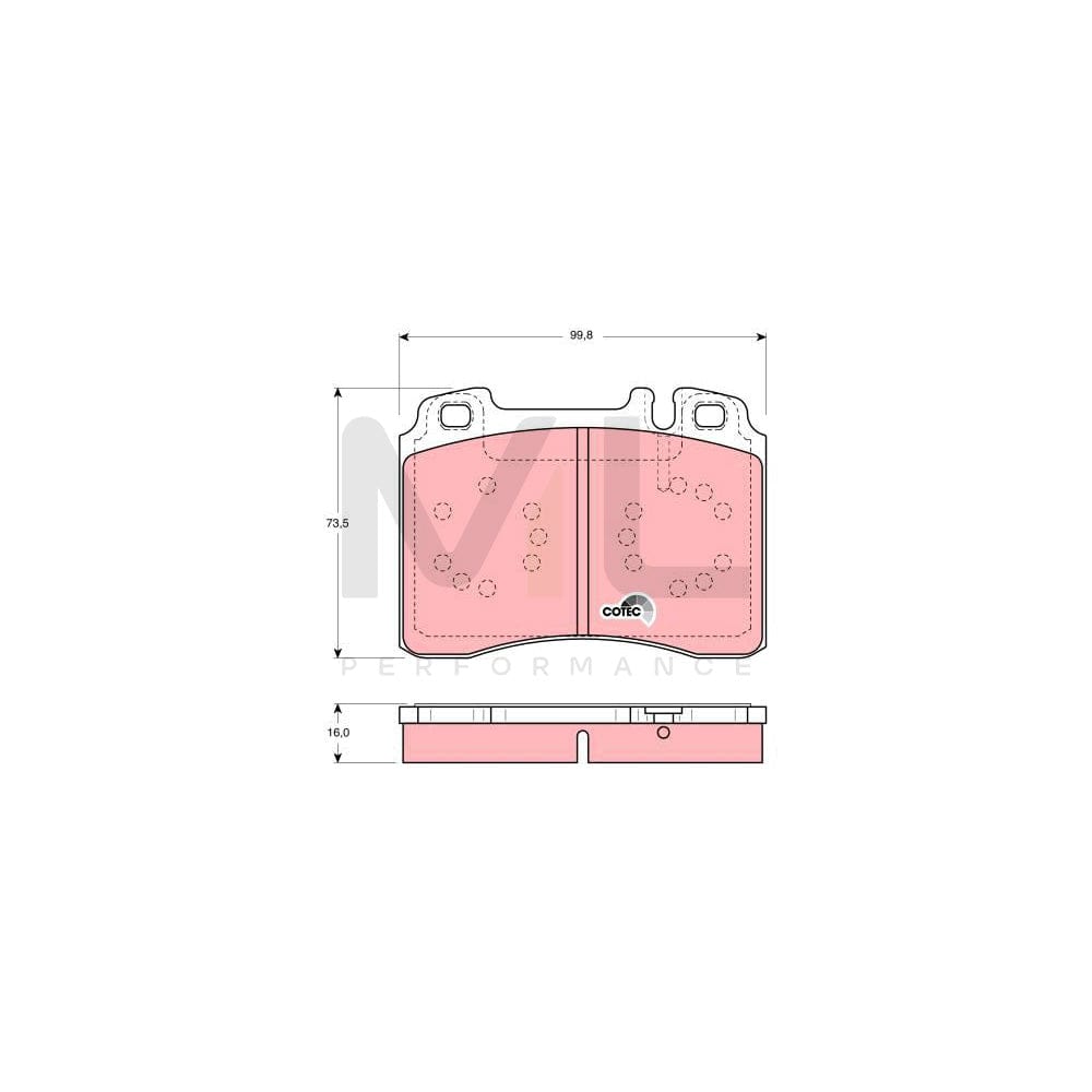 TRW Cotec Gdb1318 Brake Pad Set Suitable For Mercedes-Benz E-Class Prepared For Wear Indicator | ML Performance Car Parts