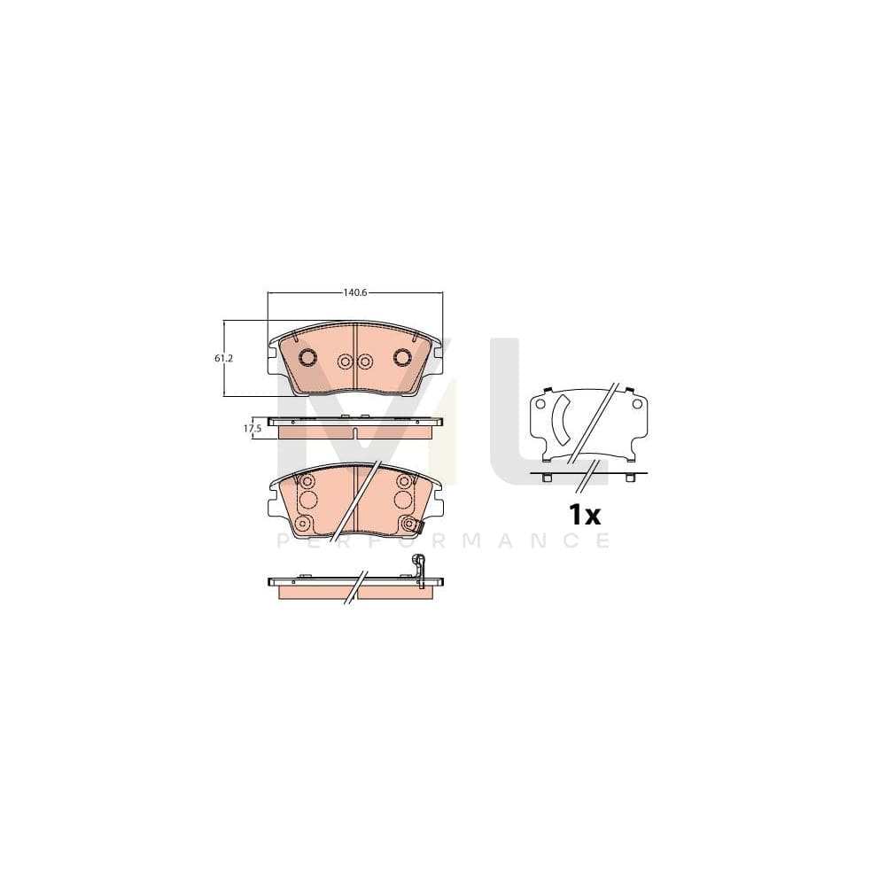 TRW Gdb2197 Brake Pad Set For Hyundai Tucson (Tl, Tle) With Acoustic Wear Warning, With Accessories | ML Performance Car Parts