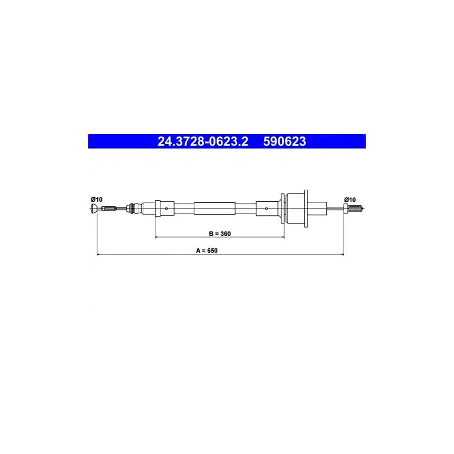 ATE 24.3728-0623.2 Clutch Cable for Ford Fiesta