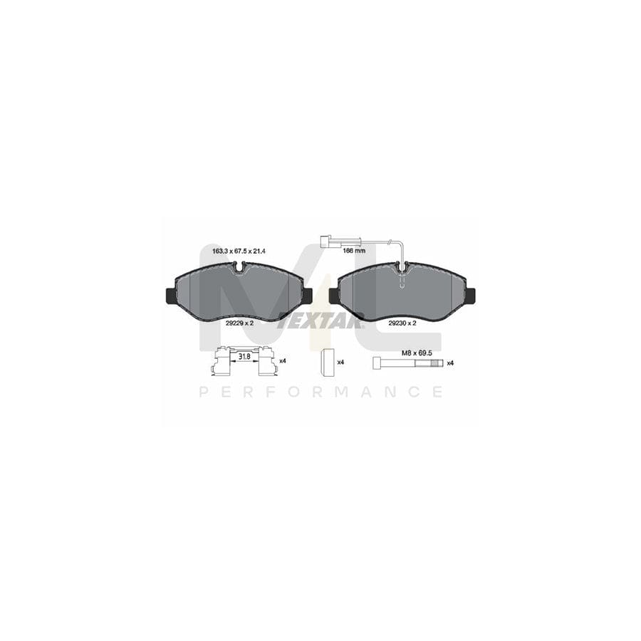 TEXTAR 2922902 Brake pad set with integrated wear warning contact, with brake caliper screws, with accessories | ML Performance Car Parts