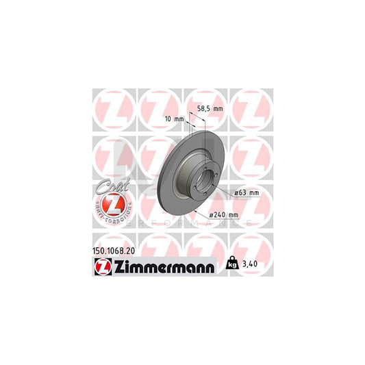 ZIMMERMANN COAT Z 150.1068.20 Brake Disc Solid, Coated  - 1 piece