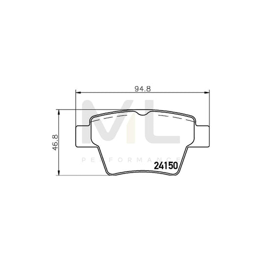 Hella 8DB 355 011-821 Brake Pad Set Not Prepared For Wear Indicator, With Brake Caliper Screws, With Accessories