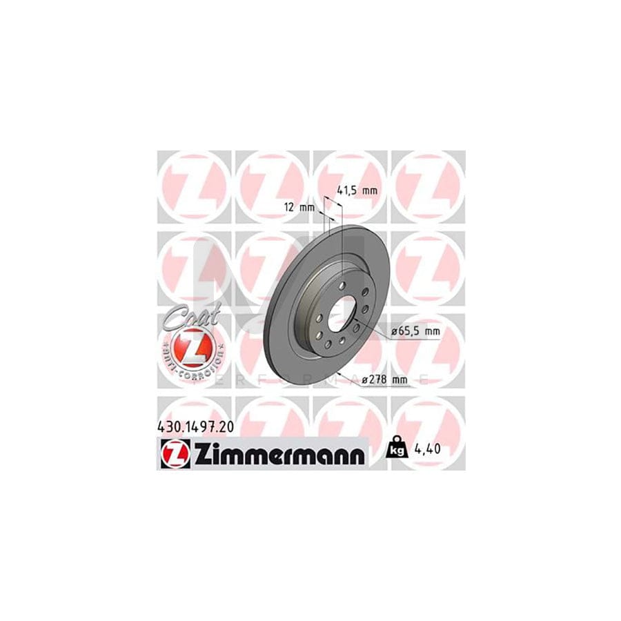 ZIMMERMANN COAT Z 430.1497.20 Brake Disc Solid, Coated  - 1 piece