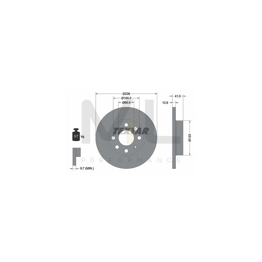 TEXTAR 92020900 Brake Disc Solid, without wheel hub, without wheel studs | ML Performance Car Parts
