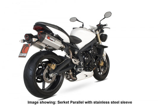Scorpion RTR64CEO Triumph Street Triple 675 Serket Parallel Slip-On (Pair) - Carbon Fibre Sleeve | ML Performance US US
