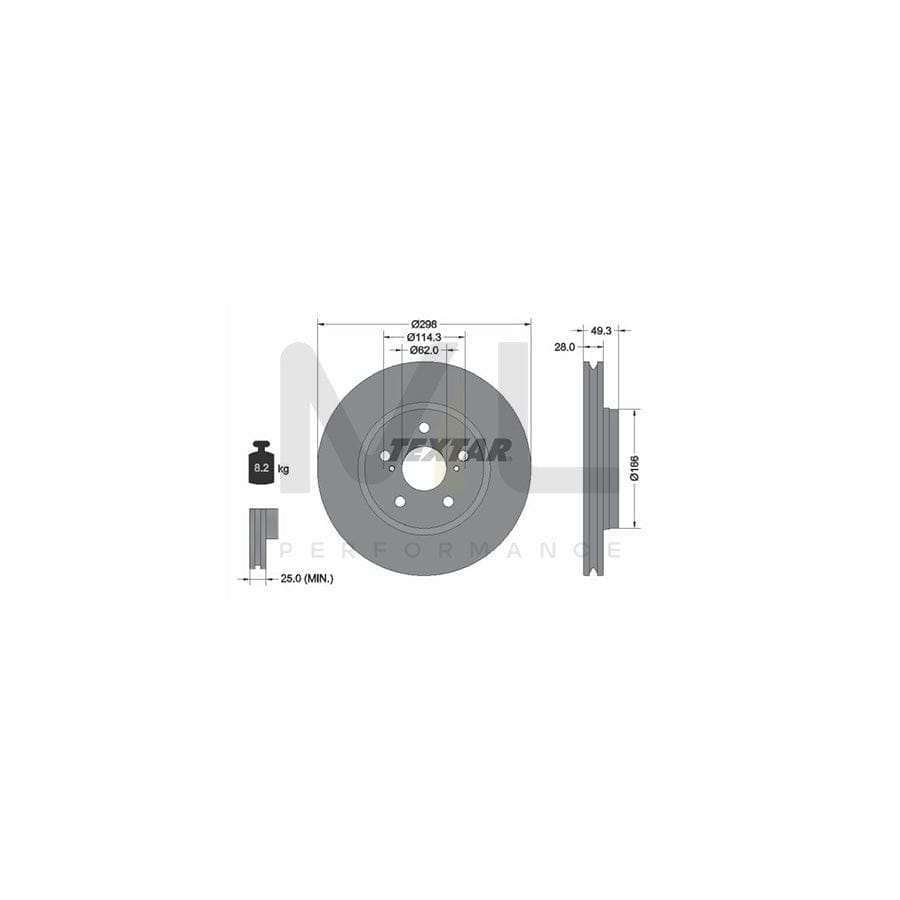 TEXTAR 92315703 Brake Disc Externally Vented, Coated, without wheel hub, without wheel studs | ML Performance Car Parts