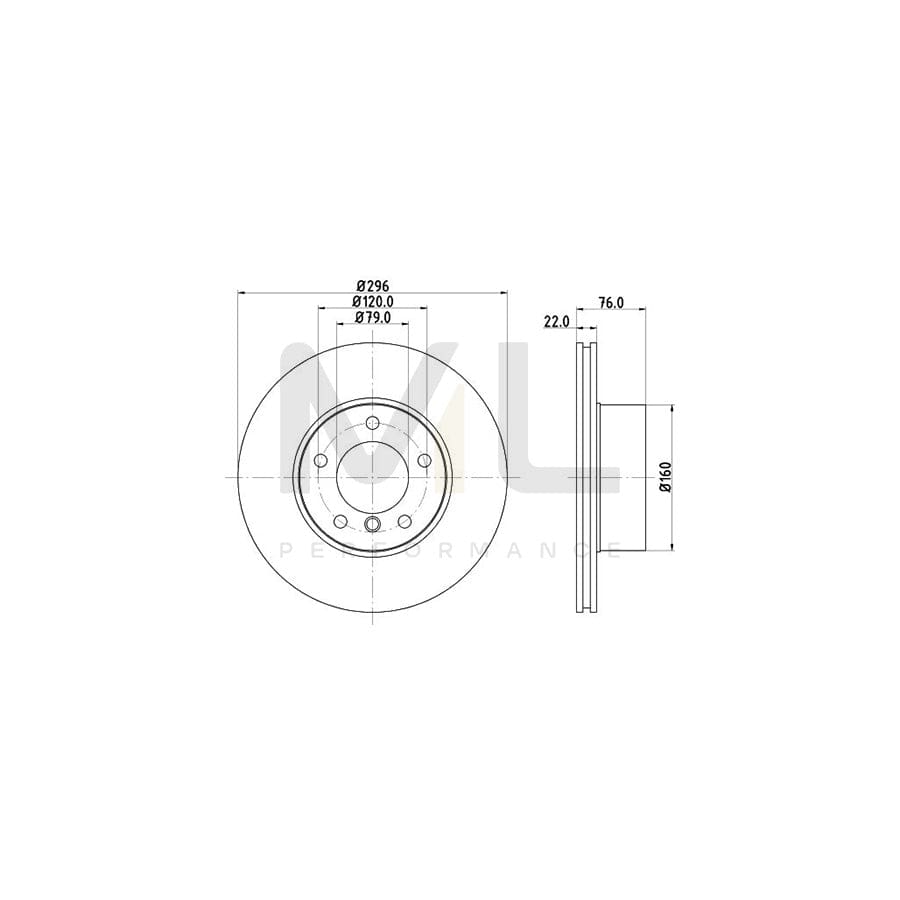 HELLA PRO 8DD 355 104-591 Brake Disc for BMW 5 Series Internally Vented, Coated, without wheel hub, without wheel studs
