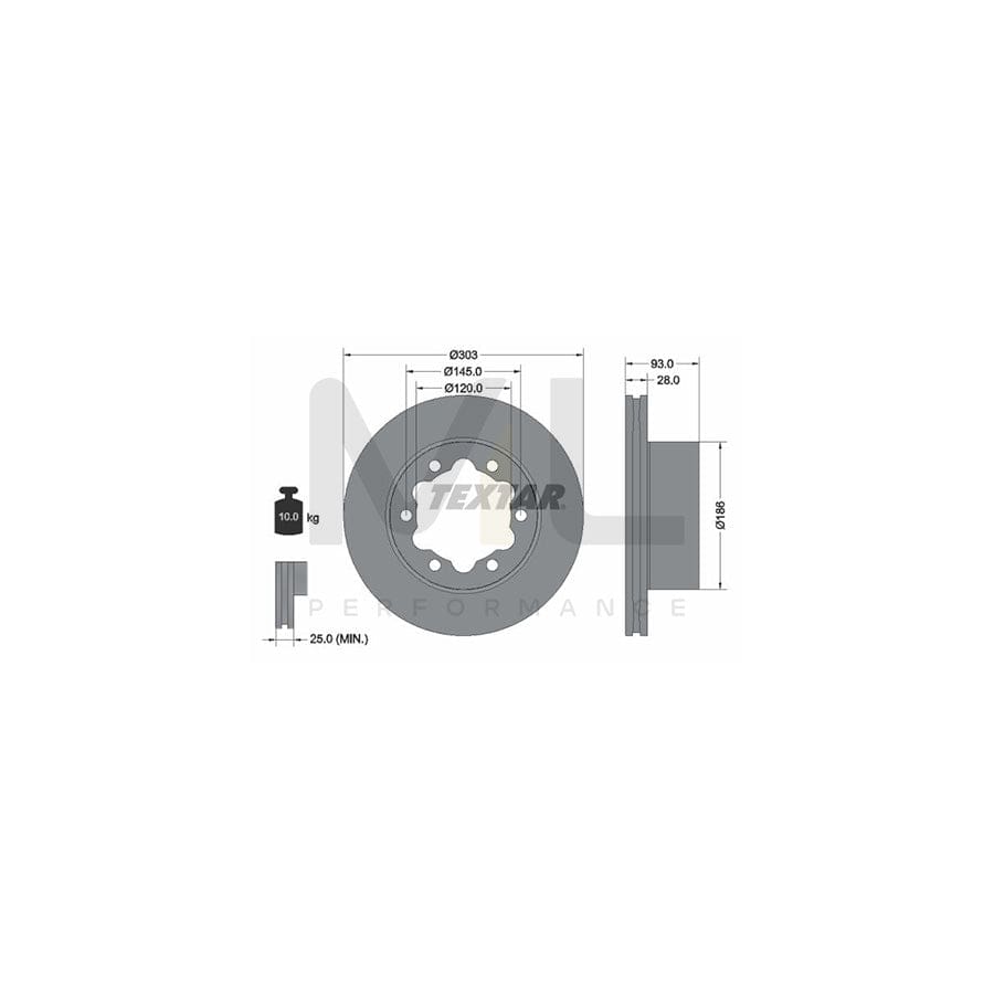TEXTAR 93143400 Brake Disc Internally Vented, without wheel hub, without wheel studs | ML Performance Car Parts