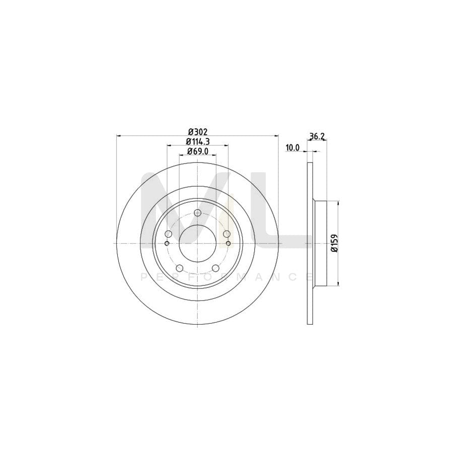 HELLA PRO 8DD 355 120-431 Brake Disc Solid, Coated, without wheel hub, without wheel studs