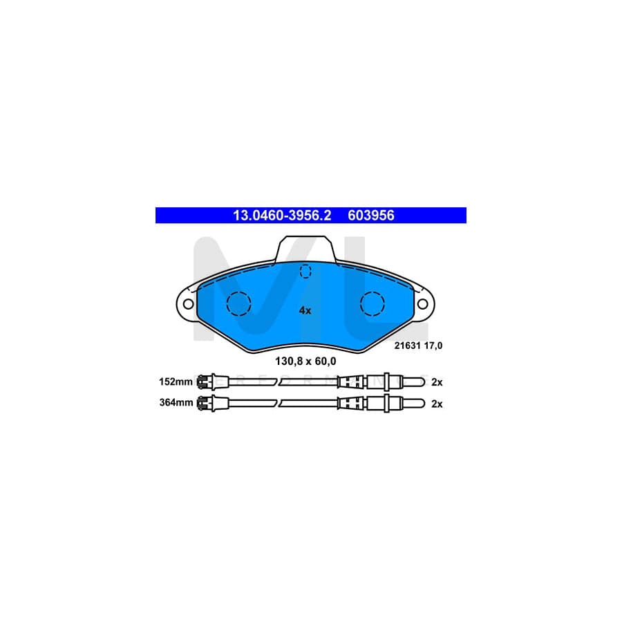 ATE 13.0460-3956.2 Brake pad set for CITRO?? XANTIA incl. wear warning contact