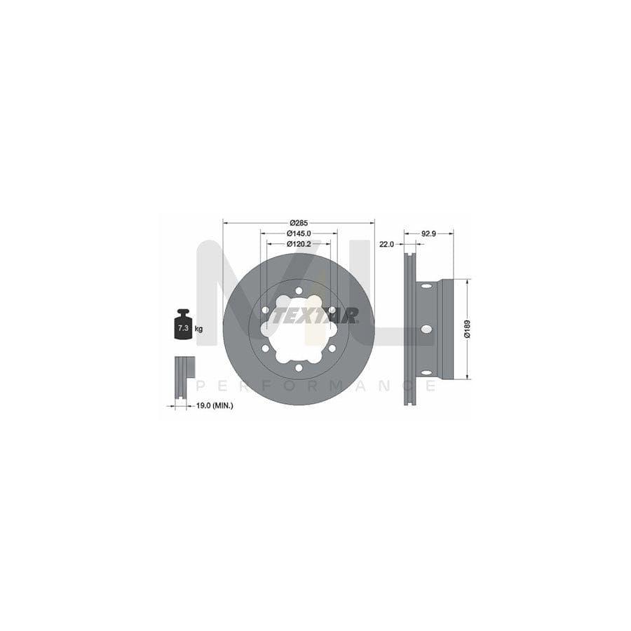 TEXTAR PRO 92089803 Brake Disc Internally Vented, Coated, without wheel hub, without wheel studs | ML Performance Car Parts
