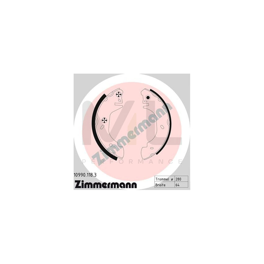 ZIMMERMANN 10990.118.3 Brake Shoe Set