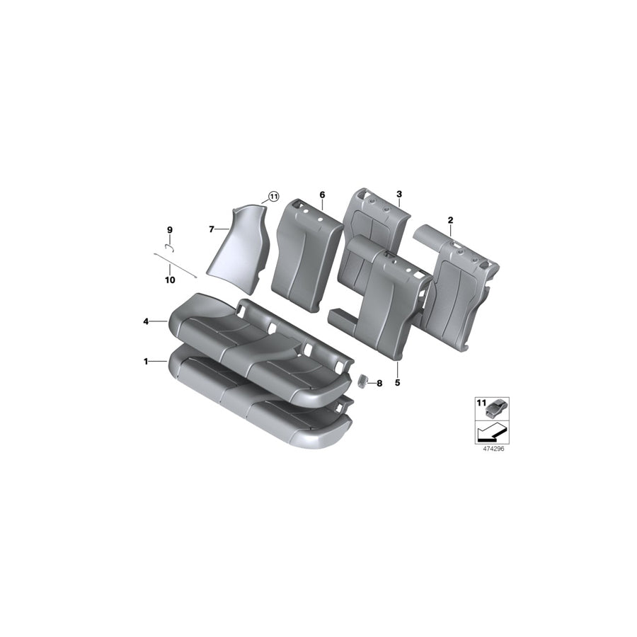 Genuine BMW 52207345819 F36 Cover Backrest Leather Left SCHWARZ (Inc. 420i, 418d & 440iX) | ML Performance US Car Parts