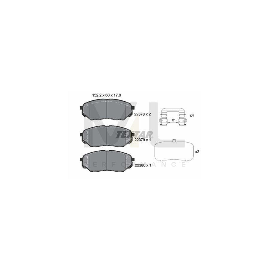 TEXTAR 2237801 Brake pad set with acoustic wear warning, with accessories | ML Performance Car Parts