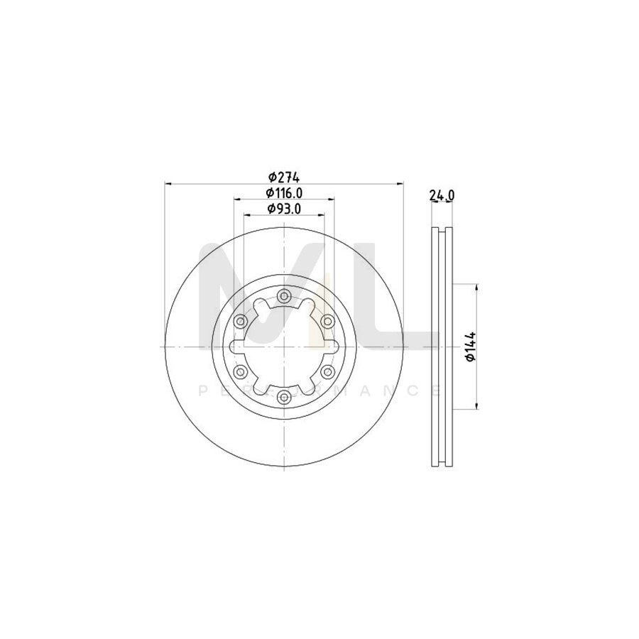 HELLA 8DD 355 111-741 Brake Disc Internally Vented, without wheel hub, without wheel studs