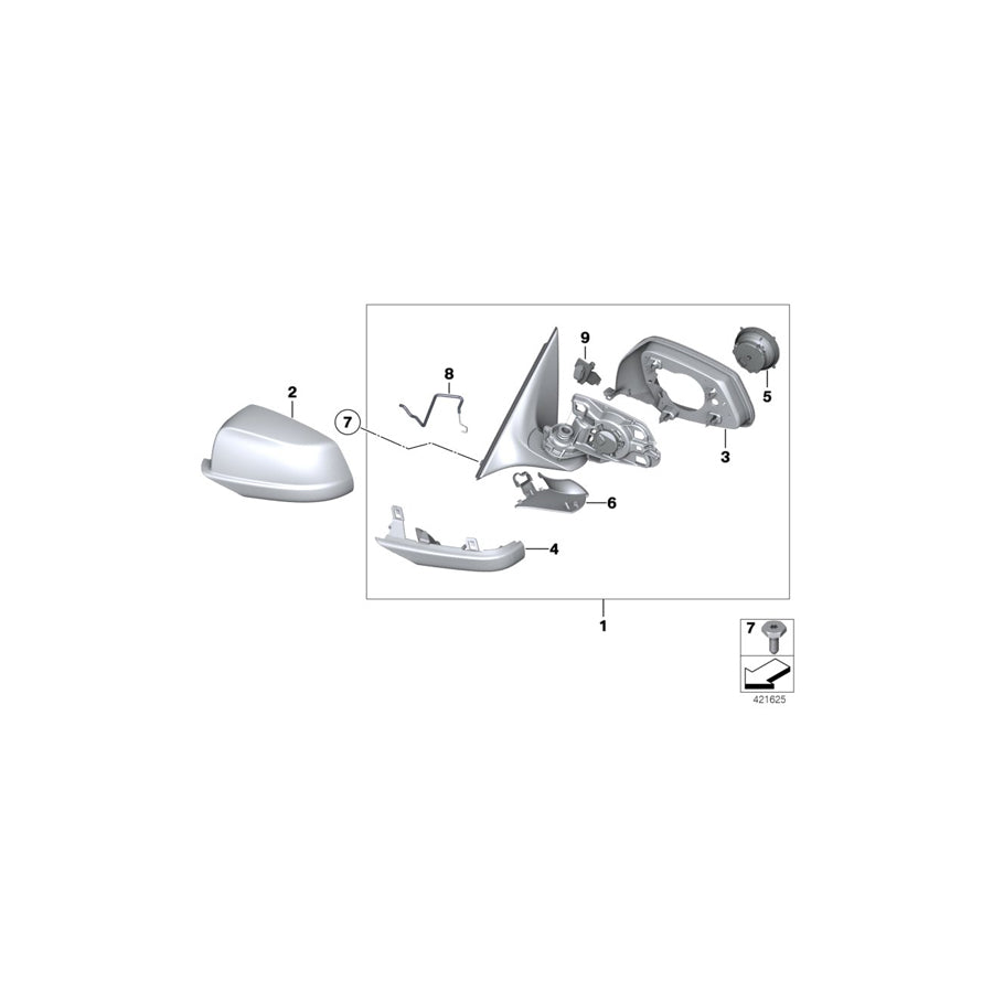 Genuine BMW 51167283667 F07 Exterior Mirror, No Lens, Heated, Left SHADOW-LINE (Inc. 550iX, 530d 155kW & 535dX) | ML Performance US Car Parts
