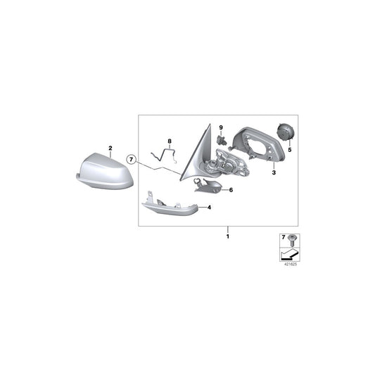 Genuine BMW 51167283667 F07 Exterior Mirror, No Lens, Heated, Left SHADOW-LINE (Inc. 550iX, 530d 155kW & 535dX) | ML Performance US Car Parts