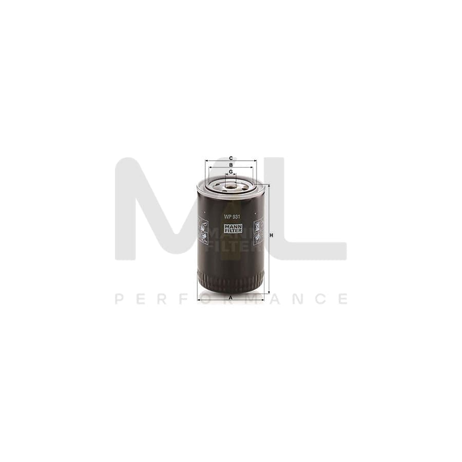 MANN-FILTER WP 931 Oil Filter Spin-on Filter