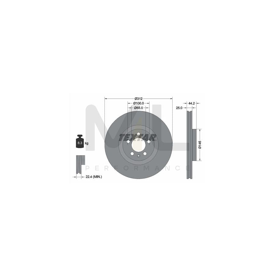 TEXTAR 92306405 Brake Disc for AUDI A1 Internally Vented, Coated, High-carbon, without wheel hub, without wheel studs | ML Performance Car Parts