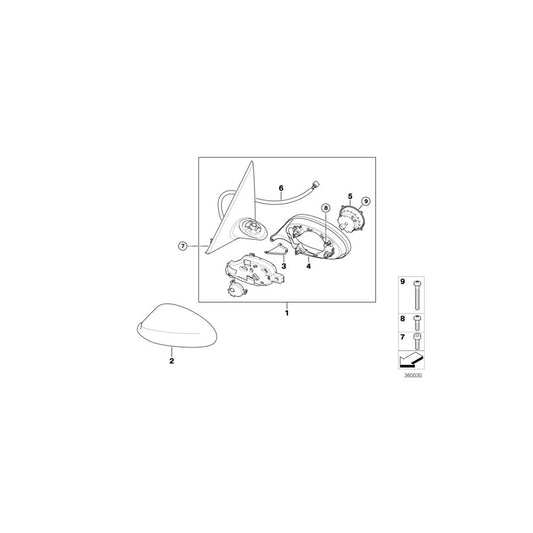 Genuine BMW 51167282653 E93 E92 Outside Mirror Heated With Memory, Left SHADOW-LINE (Inc. 316i, 330xi & 325i) | ML Performance US Car Parts