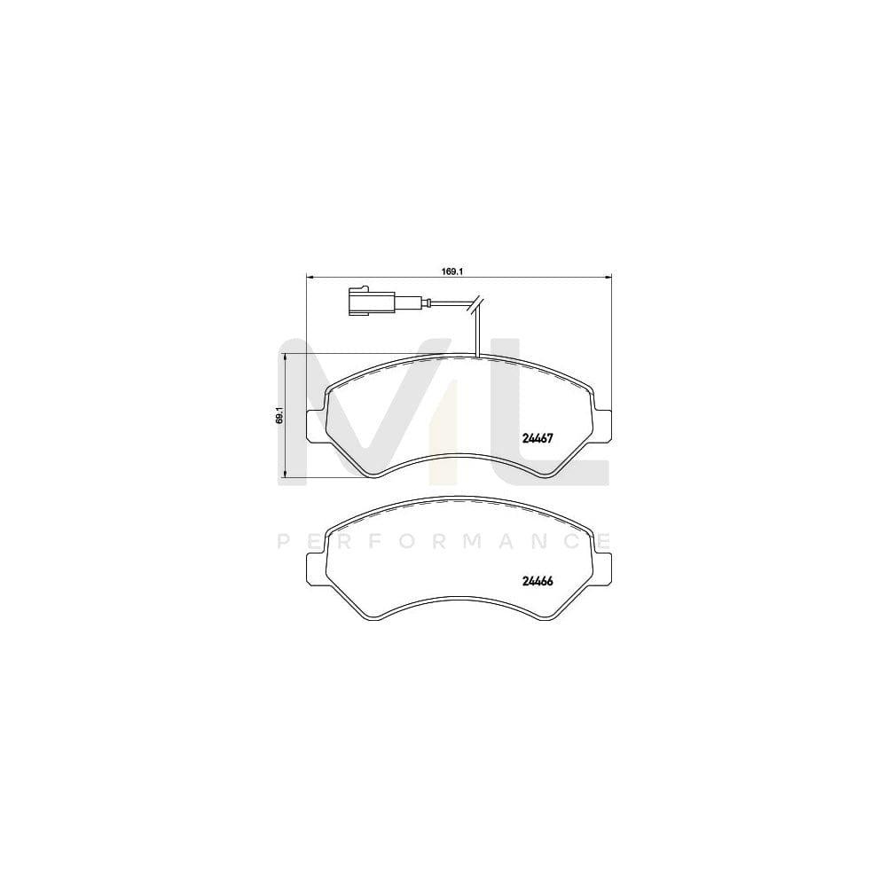 Hella 8DB 355 019-901 Brake Pad Set With Integrated Wear Warning Contact, With Accessories