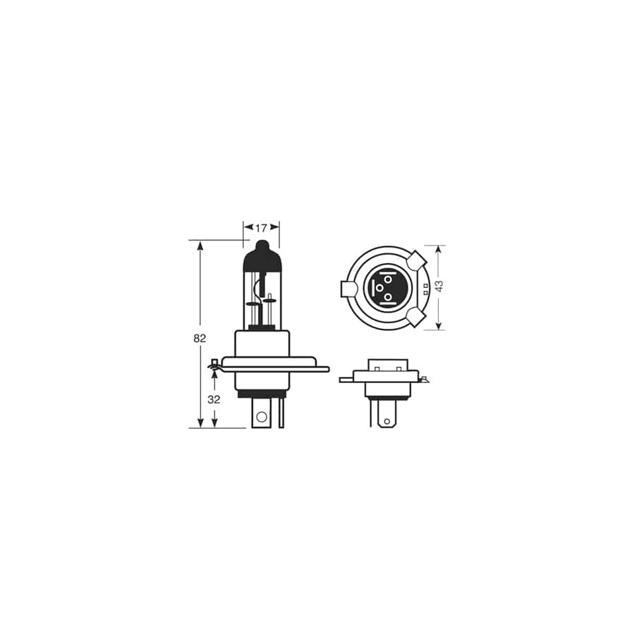 RING R472 12V 60/55W H4 P43t Halogen Headlamp