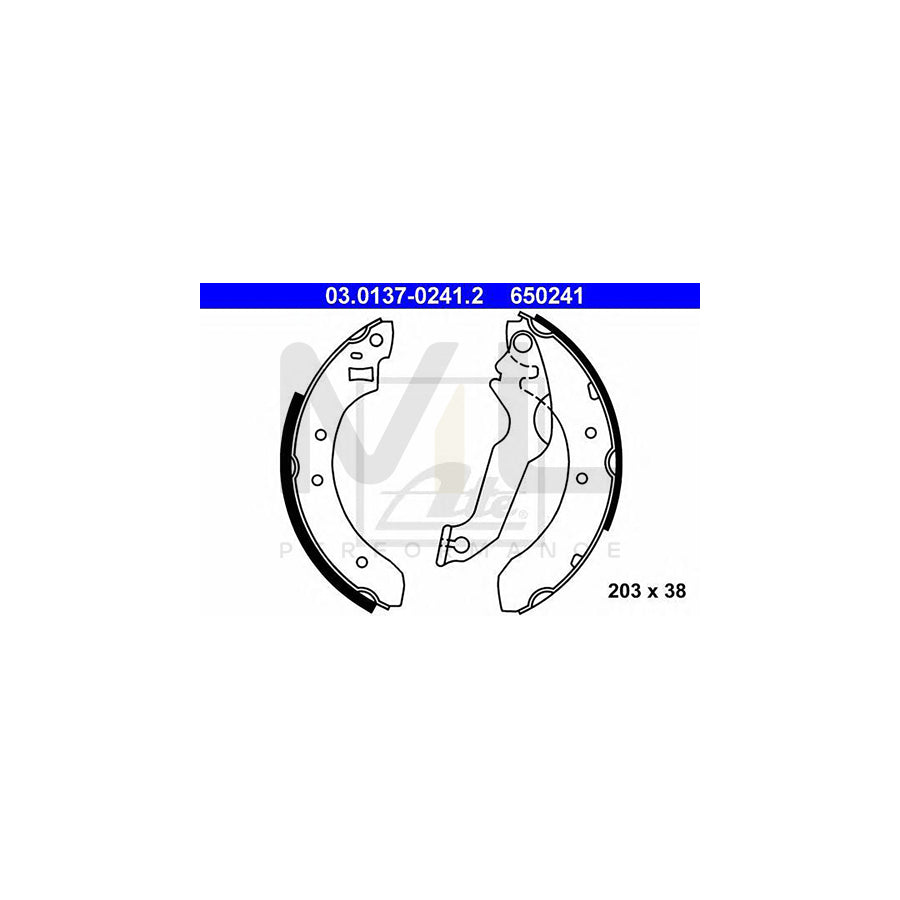 ATE 03.0137-0241.2 Brake Shoe Set Ø: 203mm, with lever