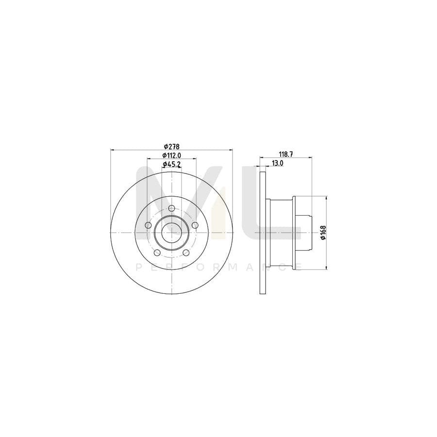 HELLA 8DD 355 100-471 Brake Disc for Solid, with wheel hub, without wheel studs